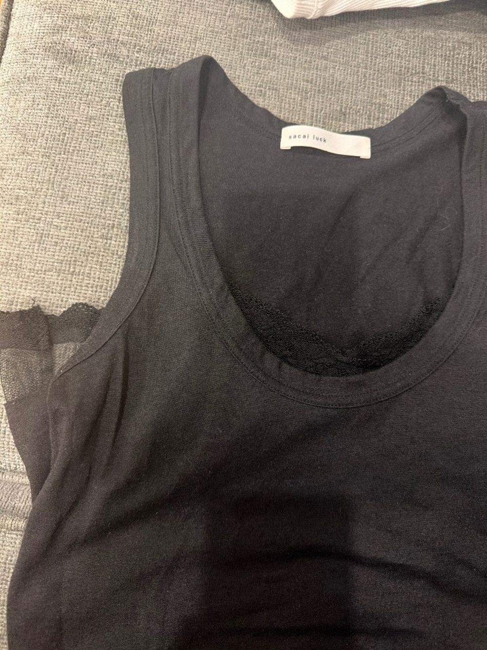 Black lace / cotton tank top